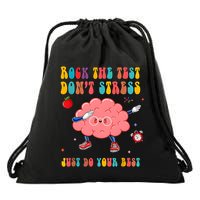 Rock The Test DonT Stress Just Do Your Best Funny Testing Day Drawstring Bag