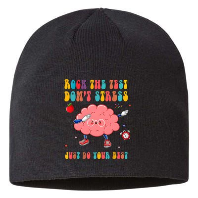 Rock The Test DonT Stress Just Do Your Best Funny Testing Day Sustainable Beanie