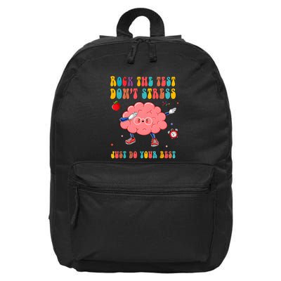 Rock The Test DonT Stress Just Do Your Best Funny Testing Day 16 in Basic Backpack