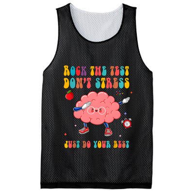 Rock The Test DonT Stress Just Do Your Best Funny Testing Day Mesh Reversible Basketball Jersey Tank