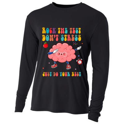Rock The Test DonT Stress Just Do Your Best Funny Testing Day Cooling Performance Long Sleeve Crew
