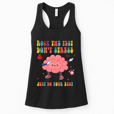 Rock The Test DonT Stress Just Do Your Best Funny Testing Day Womens Tank Top