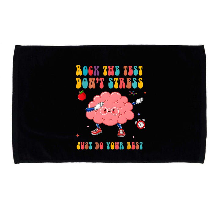 Rock The Test DonT Stress Just Do Your Best Funny Testing Day Microfiber Hand Towel