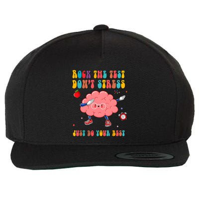 Rock The Test DonT Stress Just Do Your Best Funny Testing Day Wool Snapback Cap