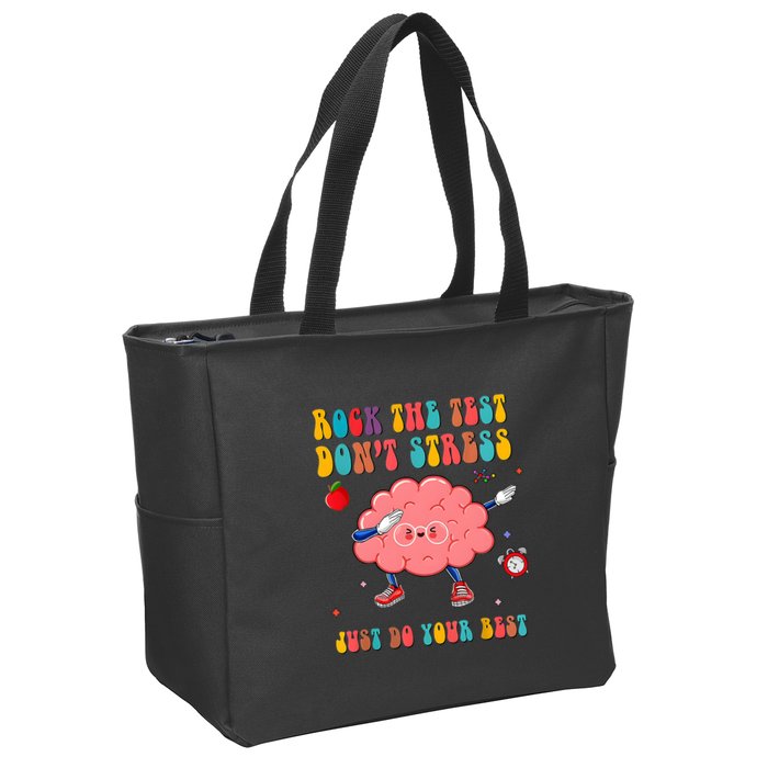 Rock The Test DonT Stress Just Do Your Best Funny Testing Day Zip Tote Bag