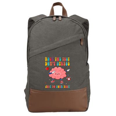 Rock The Test DonT Stress Just Do Your Best Funny Testing Day Cotton Canvas Backpack