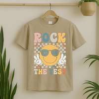 Rock The Test Testing Day Retro Smile Face Teacher Student T-Shirt