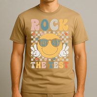 Rock The Test Testing Day Retro Smile Face Teacher Student T-Shirt