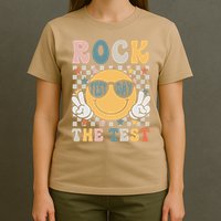 Rock The Test Testing Day Retro Smile Face Teacher Student T-Shirt