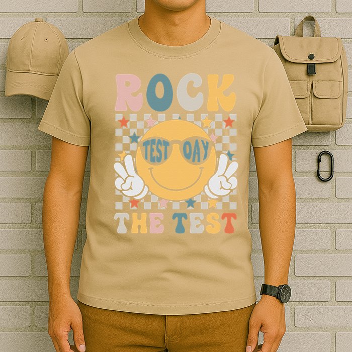 Rock The Test Testing Day Retro Smile Face Teacher Student T-Shirt
