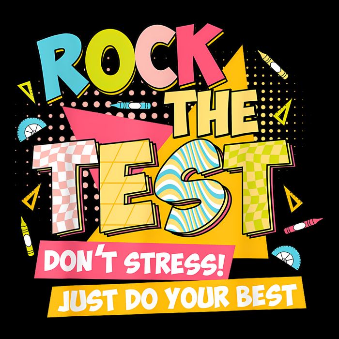 Rock The Test Day Motivational Retro Teachers Testing Day Drawstring Bag