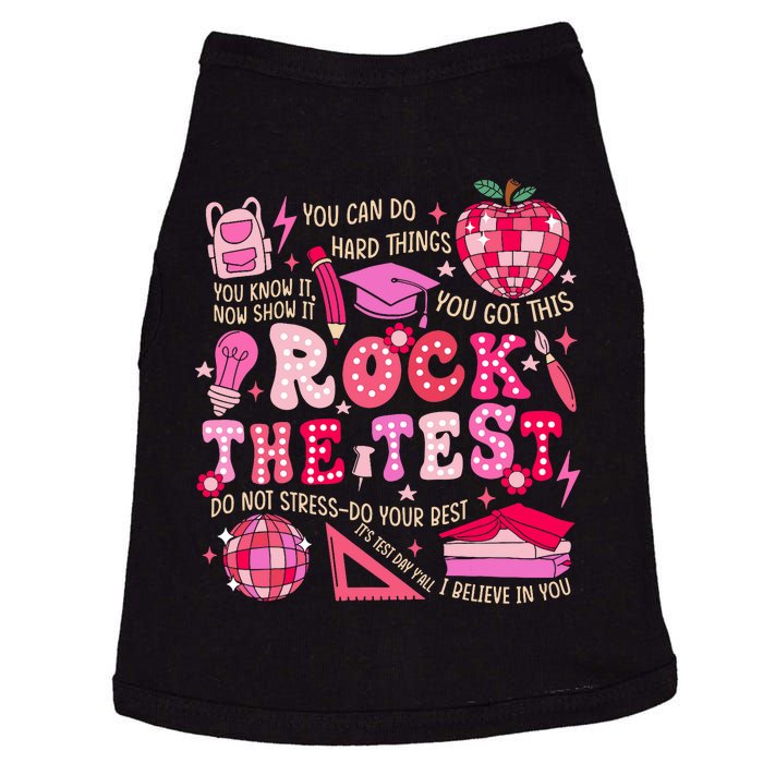 Rock The Test Testing Day Motivational Teacher Student Doggie Tank