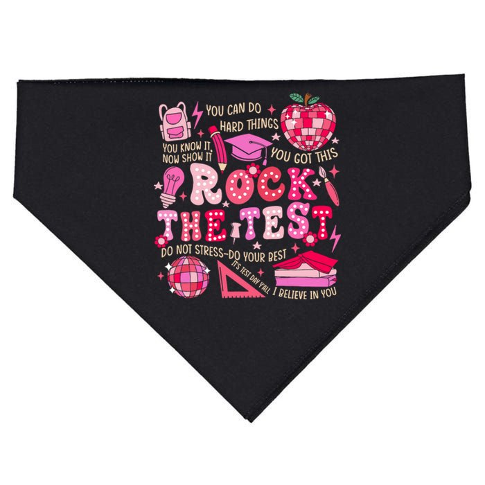 Rock The Test Testing Day Motivational Teacher Student USA-Made Doggie Bandana