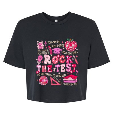 Rock The Test Testing Day Motivational Teacher Student Bella+Canvas Jersey Crop Tee