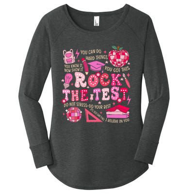 Rock The Test Testing Day Motivational Teacher Student Women's Perfect Tri Tunic Long Sleeve Shirt