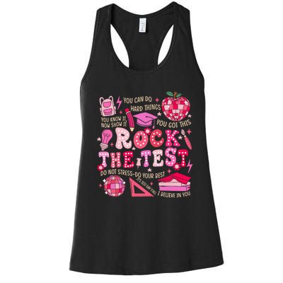 Rock The Test Testing Day Motivational Teacher Student Women's Racerback Tank