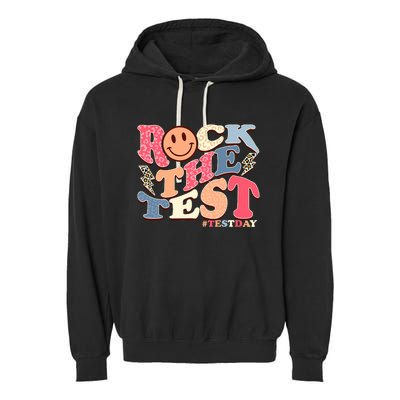 Rock The Test Testing Day Retro Motivational Teacher Student Garment-Dyed Fleece Hoodie