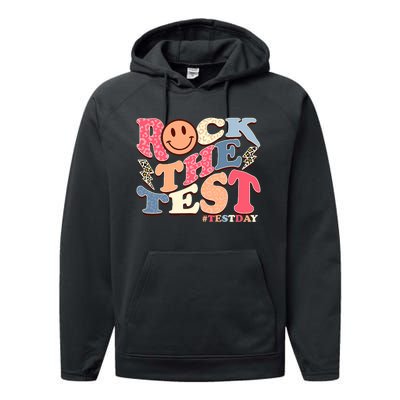 Rock The Test Testing Day Retro Motivational Teacher Student Performance Fleece Hoodie