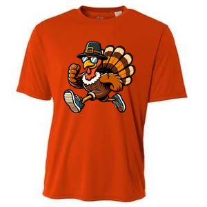 Running Turkey Turkey Trot Running Thanksgiving Cooling Performance Crew T-Shirt