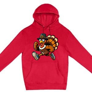 Running Turkey Turkey Trot Running Thanksgiving Premium Pullover Hoodie