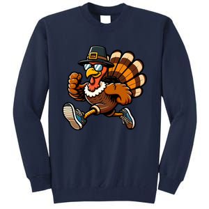 Running Turkey Turkey Trot Running Thanksgiving Tall Sweatshirt