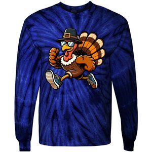 Running Turkey Turkey Trot Running Thanksgiving Tie-Dye Long Sleeve Shirt