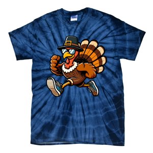 Running Turkey Turkey Trot Running Thanksgiving Tie-Dye T-Shirt