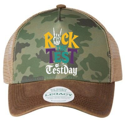 Rock The Test Testing Day Hand Skeleton Teacher Student Legacy Tie Dye Trucker Hat