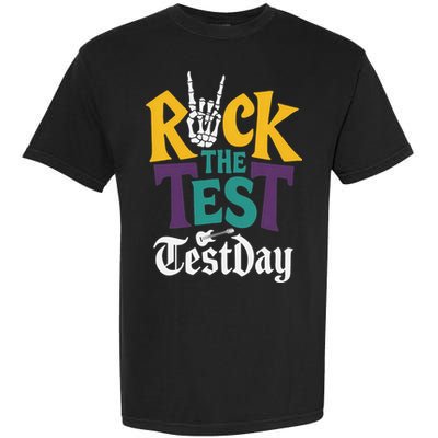Rock The Test Testing Day Hand Skeleton Teacher Student Garment-Dyed Heavyweight T-Shirt