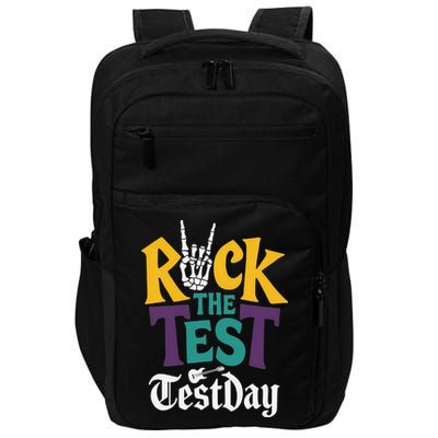 Rock The Test Testing Day Hand Skeleton Teacher Student Impact Tech Backpack