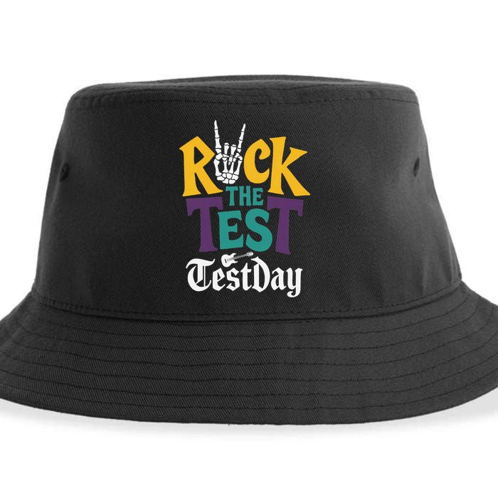 Rock The Test Testing Day Hand Skeleton Teacher Student Sustainable Bucket Hat