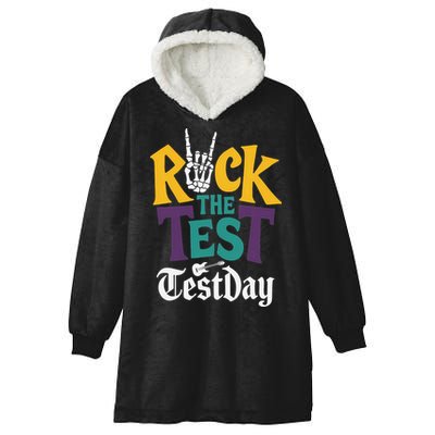 Rock The Test Testing Day Hand Skeleton Teacher Student Hooded Wearable Blanket