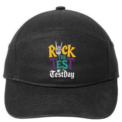 Rock The Test Testing Day Hand Skeleton Teacher Student 7-Panel Snapback Hat