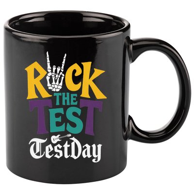 Rock The Test Testing Day Hand Skeleton Teacher Student 11oz C Handle Ceramic Mug
