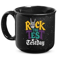Rock The Test Testing Day Hand Skeleton Teacher Student 15oz Campfire Ceramic Mug
