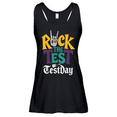 Rock The Test Testing Day Hand Skeleton Teacher Student Ladies Essential Flowy Tank
