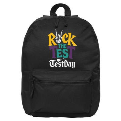 Rock The Test Testing Day Hand Skeleton Teacher Student 16 in Basic Backpack