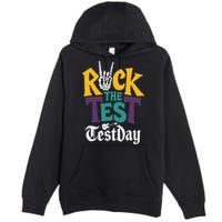 Rock The Test Testing Day Hand Skeleton Teacher Student Premium Pullover Hoodie