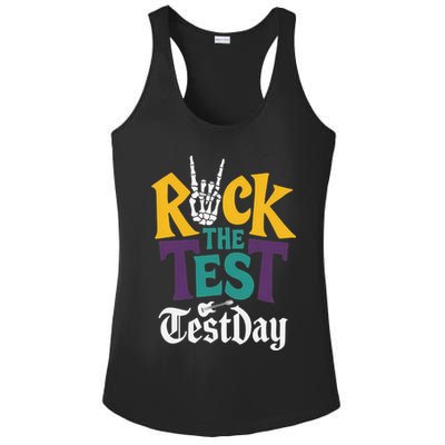 Rock The Test Testing Day Hand Skeleton Teacher Student Ladies PosiCharge Competitor Racerback Tank