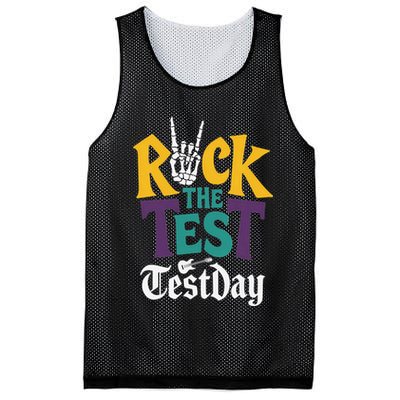 Rock The Test Testing Day Hand Skeleton Teacher Student Mesh Reversible Basketball Jersey Tank