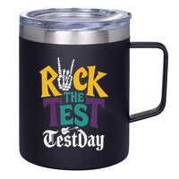 Rock The Test Testing Day Hand Skeleton Teacher Student 12oz Stainless Steel Coffee Mug