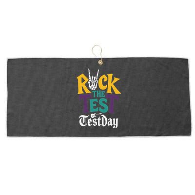 Rock The Test Testing Day Hand Skeleton Teacher Student Large Microfiber Waffle Golf Towel