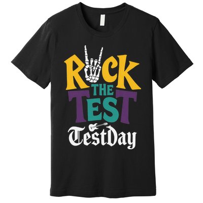 Rock The Test Testing Day Hand Skeleton Teacher Student Premium T-Shirt