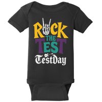 Rock The Test Testing Day Hand Skeleton Teacher Student Baby Bodysuit