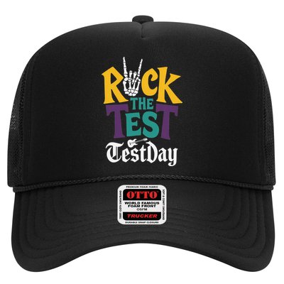 Rock The Test Testing Day Hand Skeleton Teacher Student Trucker Hat