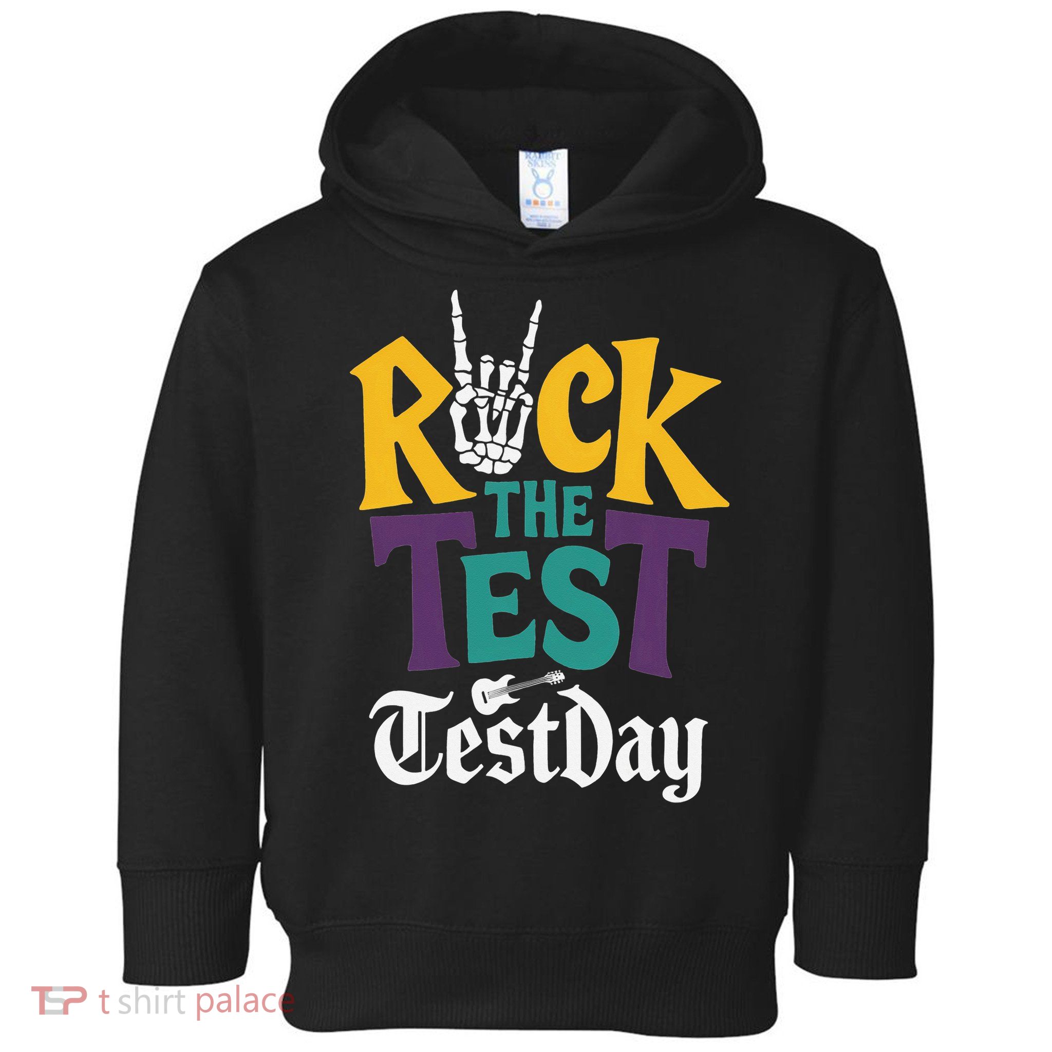 Rock The Test Testing Day Hand Skeleton Teacher Student Toddler Hoodie