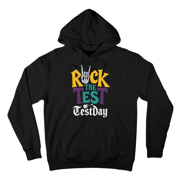 Rock The Test Testing Day Hand Skeleton Teacher Student Tall Hoodie