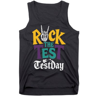 Rock The Test Testing Day Hand Skeleton Teacher Student Tank Top