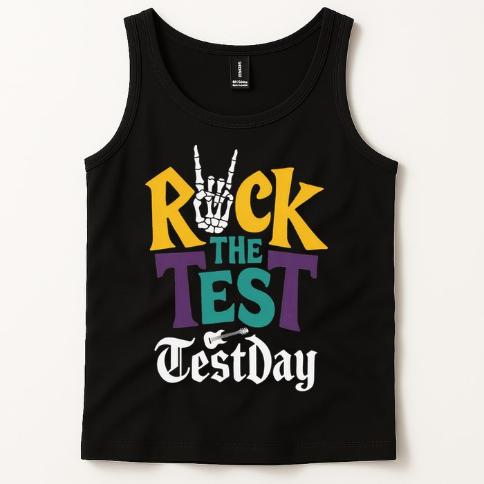 Rock The Test Testing Day Hand Skeleton Teacher Student Tank Top