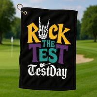 Rock The Test Testing Day Hand Skeleton Teacher Student Golf Towel